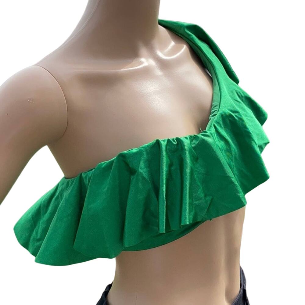 Nicolita Bikini Top XL Rumba Palm Green Ruffles Flouncy One Shoulder New